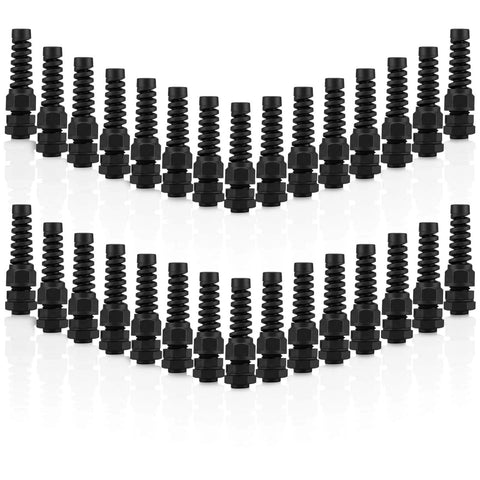 30 Pack PG7 Waterproof Cable Glands For 3mm To 6.5mm Wire Grommets Strain Relief Cord Connectors Black Nylon Joint