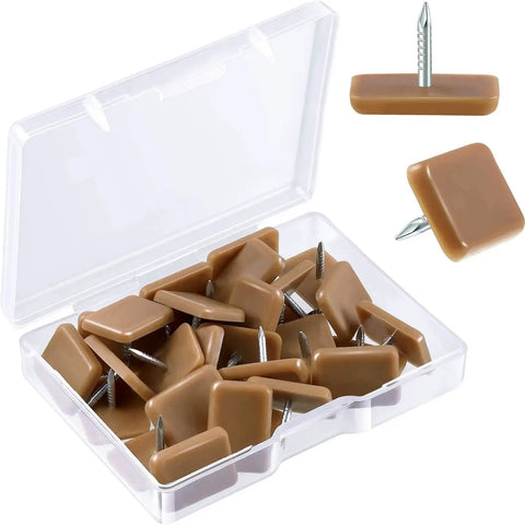 30 Pieces Tack-In Drawer Glides For Dresser Repair, durable hard plastic cushions in storage box, close-up view