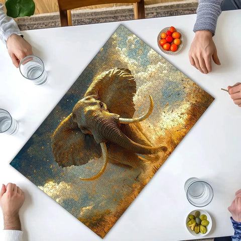 3000 Piece Elephant Jigsaw Puzzle For Adults With Storage Box And HD Poster on table, finished size 122 X 80 cm