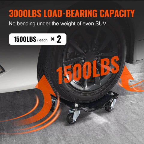 ✝️ Wheel Dolly, 3000 lbs Car Moving Dolly under car tire, showcasing load-bearing capacity for cars, trucks, trailers, motorcycles, boats