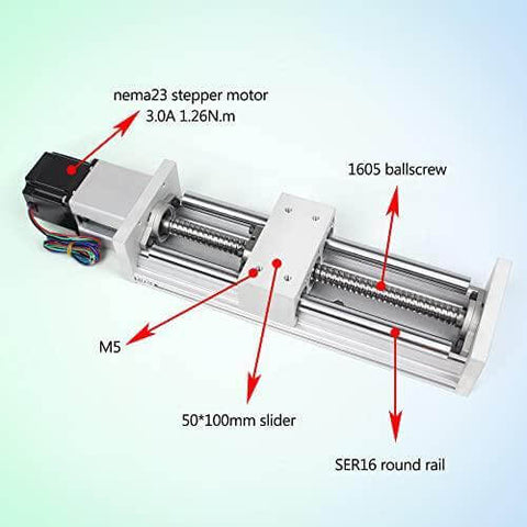 300mm Stroke CNC Linear Stage Motion Actuator, Double Optical Axis X Y Z Axis Linear Slide Rail Aluminum Alloy Cross Sliding Table SBR16 Linear Rail Guide SFU1605 Ballscrew for CNC