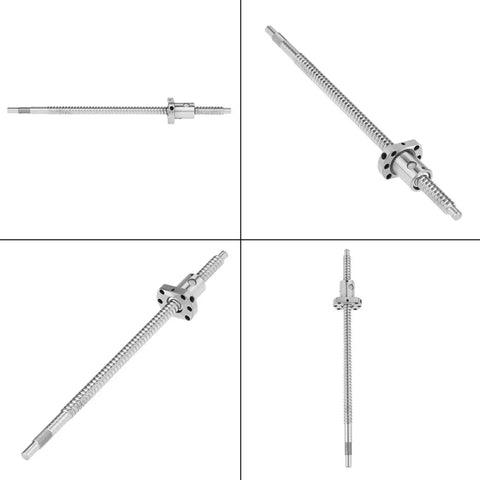 300mm Rolled Ballscrew Ball Nut Anti-Backlash For Precision CNC Linear Motion, Durable Silver Finish, Multiple Angles