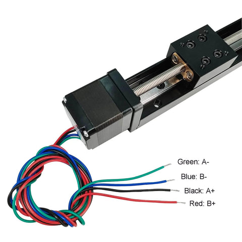 300mm effective travel length mini linear rail guide lead screw t6x1 with nema11 stepper motor for diy cnc router parts, wiring detail