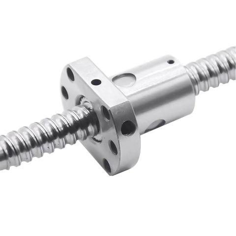 High Precision 300mm Ball Screw System with 12mm Diameter 4mm Lead and Metal Ball Nut, close-up view for CNC Machines and 3D Printers.