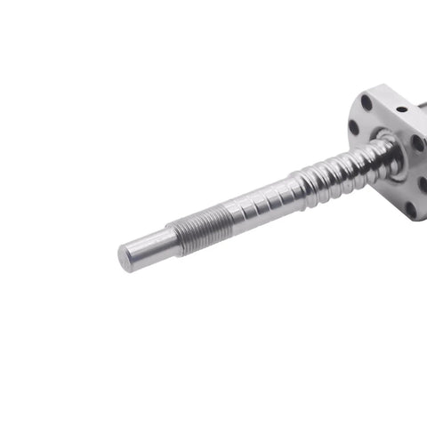 Close-up of 300mm SFU1204 Ball Screw with RM1204 Metal Nut, showing machined end, for precision CNC machines and DIY projects.