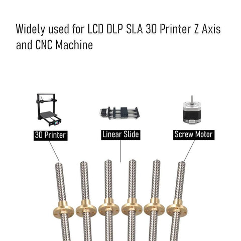 ✝️ 2pcs 300mm（11.81 inches）tr8x8 lead screw with t8 brass nut for LCD DLP SLA 3D printer Z axis and CNC machine