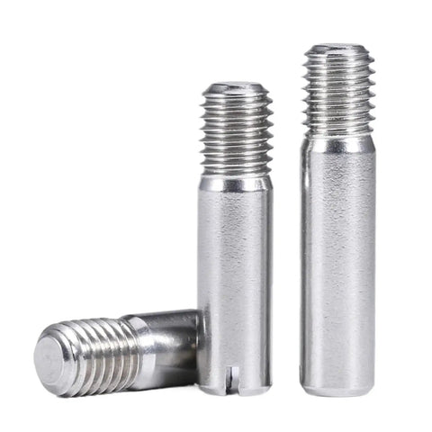 304 Stainless Steel Male To Female Threaded Locating Pins 5 To 50mm M2 To M10, close-up view of three steel pins with threaded ends