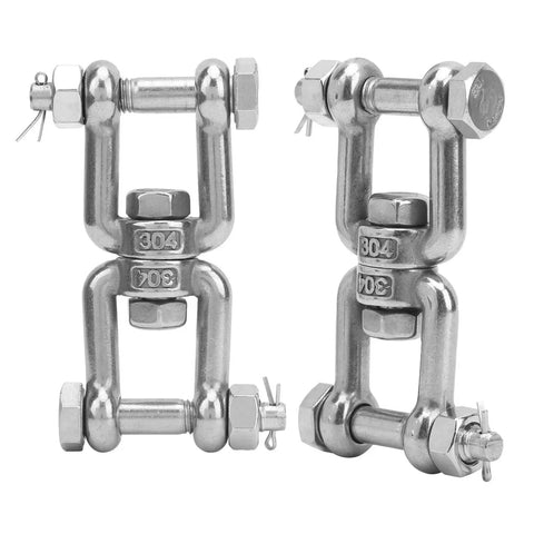 Two 304 stainless steel anchor swivel shackles with rotating ring connectors for boat/yacht anchoring