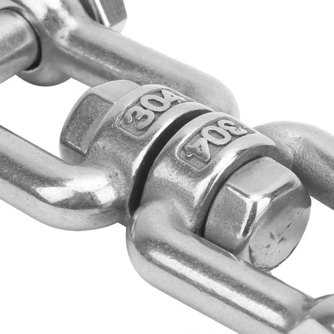 Stainless steel anchor swivel shackle with rotating ring connector, M10 marine-grade.