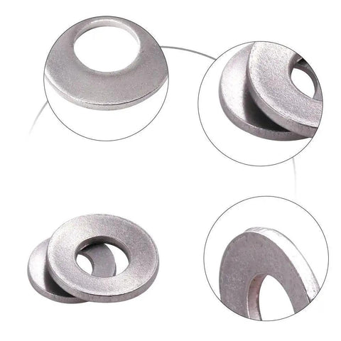Close-up of M3 To M12 304 Stainless Belleville Spring Washer Assortment Kit With 7 Sizes, highlighting metallic texture and structure.