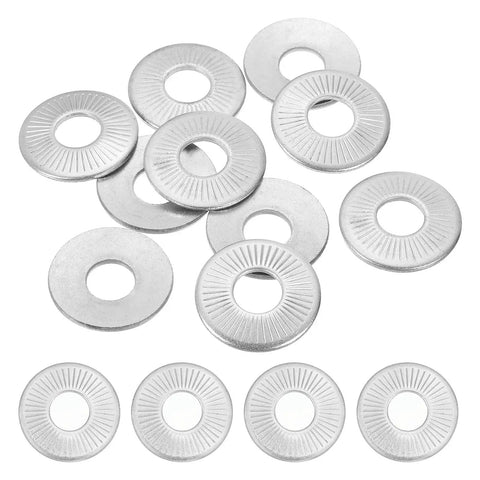 304 Stainless Steel Belleville Spring Washers M10x27 Conical Knurled Pack Of 10 displayed in a group