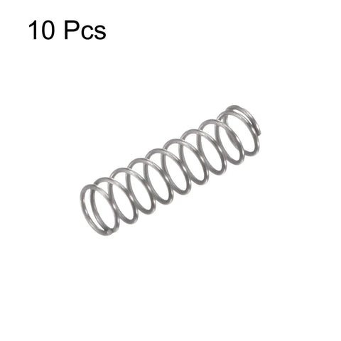 Durable 304 Stainless Steel Compression Spring With 3mm Outer Diameter 0.3mm Wire 10mm Free Length 10 pack displayed