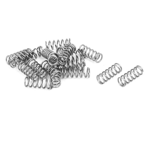 304 Stainless Steel Compression Spring Set, 4mm Outer Diameter, 0.5mm Wire, 10mm Free Length, Silver Tone, 20 Pieces
