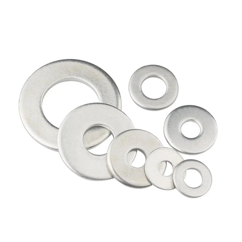 M5 X 10mm Flat Washer 304 Stainless DIN 125A Pack Of 100, collection of various size washers, corrosion-resistant metal