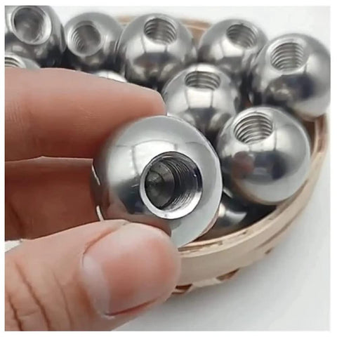 Close-up of 304 Stainless Steel Threaded Steel Ball, Half-Hole Threaded Steel Ball, M2 Drilled Threaded Steel Ball, Round Nut, 20mm diameter