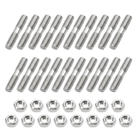 304 Stainless Steel Double End Threaded Studs M8x40 With Nuts, 20 studs and 15 nuts shown on white background.