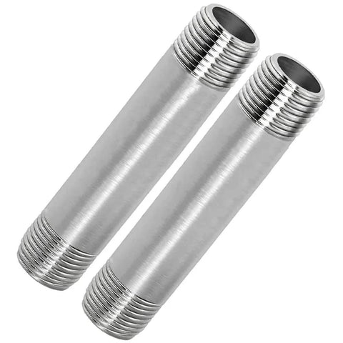 304 Stainless Steel Nipple Pipe Fitting One Half Inch NPT Male To One Half Inch NPT Male Thread Four Inch Length Pack Of 2 Corrosion Resistant Plumbing Fittings For Water Gas Oil And Fluid Systems