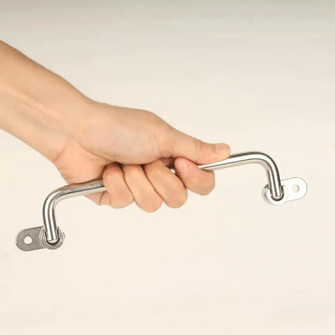 Hand holding a 304 Stainless Steel Folding Pull Handle 90 Degree Folding Door Pull Cabinet Drawer Furniture Handle Heavy Duty 9.4 Inch