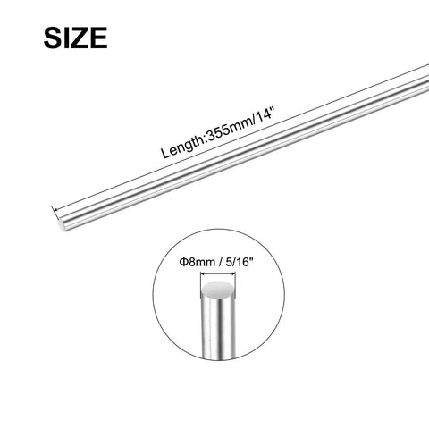 Durable 304 Stainless Steel Solid Round Rods Set For DIY Lathe Projects Two Pieces Five Sixteenth Inch By Fourteen Inch Silver Finish