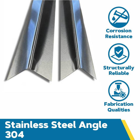 304 Stainless Steel Angle Equal Leg Three Quarter Inch With One Eighth Inch Wall 24 Inch Length Mill Finish Annealed ASTM A276