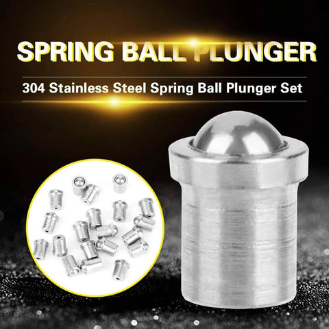 304 stainless steel spring ball plunger set, featuring precision positioning screws with smooth spring ball action, compact bead style for fixtures.