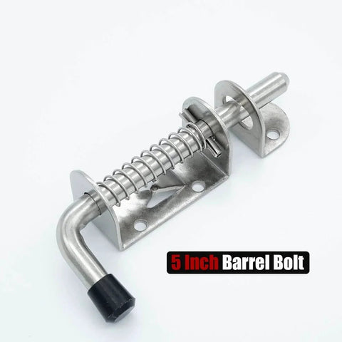 Spring Loaded Latch Pin 304 Stainless Steel Barrel Bolt Thickened 2mm Door Lock 5 Inch Brushed Finish, shown side view