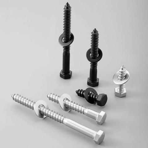 21 Sets 5/16 x 1-1/4 Hex Head Lag Screws with Flat Washers, 304 Stainless Steel 18-8 Black Zinc Plated Heavy Duty Lag Bolts for Wood