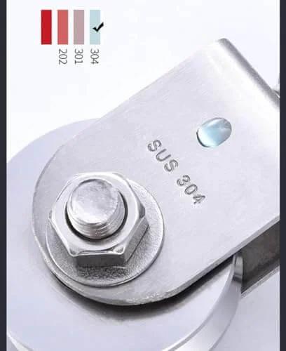 Close-up of 2pcs U-Groove Caster Wheel, Heavy Duty Sheaves Track Pulley, 304 Stainless Steel Directional Roller