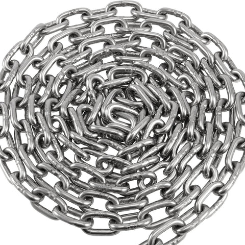 ✝️ 1/4 Inch x 13ft 304 Stainless Steel Coil Chain, 6mm x 4mThick Proof Coil Chain, Heavy Duty Metal Chain, 1322 lbs WLL