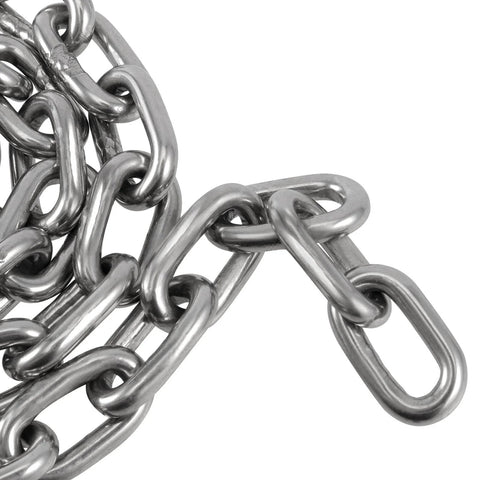 ✝️ 1/4 Inch x 13ft 304 Stainless Steel Coil Chain, 6mm x 4mThick Proof Coil Chain, Heavy Duty Metal Chain, 1322 lbs(600kg) WLL