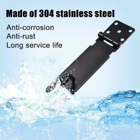 Two Pack 5 Inch Door Hasp Latch Locks 304 Stainless Steel demonstrating rust proof anti corrosion black finish