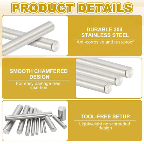 4mm X 50mm Dowel Pin In 304 Stainless Steel Pack Of 30 Durable Shelf Pegs for Furniture Fixing Detail View Image