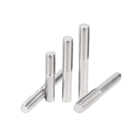 Four 304 Stainless Steel Extension Rods M3-M6 Half Threaded Studs 50-500mm showcasing half threading and durable finish.
