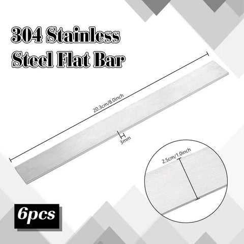 Six Pack 304 Stainless Steel Flat Bar Trim Strips 3mm Thick Rustproof Molding 8 By 1 Inch for mirror frames and decor.