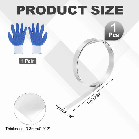 304 Stainless Steel Foil Roll 0.3mm Thick By 10mm Wide And 1m Long For DIYers Kitchen Electronics Auto And Industrial Projects Silver Tone