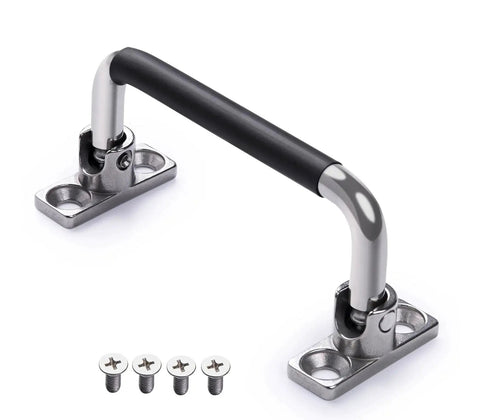 304 Stainless Steel Foldable Cabinet And Drawer Pull Handles With Rubber Grip 90 Degree Folding Four And A Half Inch Length Space Saving