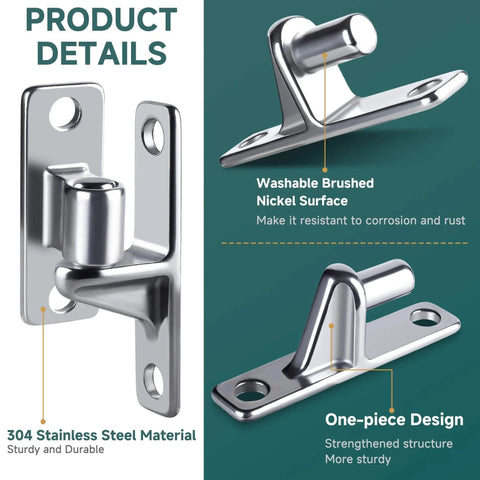2 Pack Heavy Duty Gate Hinges, Wall Mount Gate Hinge Set with 5/8'', Capacity Up to 600lbs, One-Piece Weldless 304 Stainless Steel