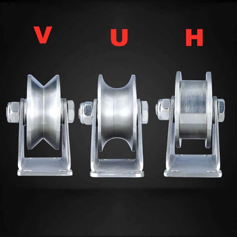 Front view of Pulley,Pulley Wheel, 304 Stainless Steel Pulley Groove Sliding Gate Roller Track Wheel,Heavy Duty Caster,2pcs