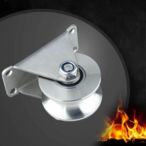 Pulley, Pulley Wheel, 304 Stainless Steel Pulley Groove Sliding Gate Roller Track Wheel, Heavy Duty Caster, Mute Double Bearings, metal view