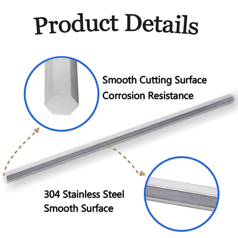 Heavy Duty 304 Stainless Steel Hex Rod Bar With 16mm Across Flats Five Eighths Inch Hex Cross Section And 200mm Length Built To Last For Machine Work Petrochemical And Medical Equipment By Feelers, smooth cutting surface, corrosion resistance, smooth surface