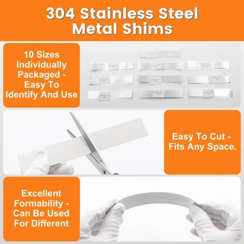 30 Piece Shim Stock Assortment Set 2 In W X 6 In L Metal Shims For Leveling And Alignment Premium 304 Stainless Steel Thin Shim Stock 10 Thicknesses