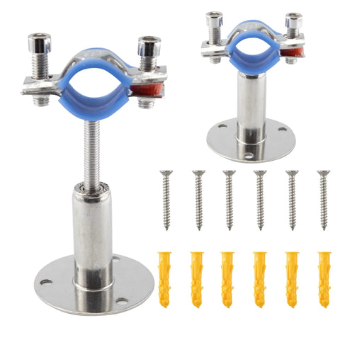 Bociloy 304 stainless pipe clamp with blue clamp; wall/ceiling mount, 50–100mm adjustable for 3/4 in tubes, 2 pcs