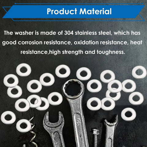 Assorted 304 stainless steel washers from 400 Pcs 1/8 Inch Pop Rivet Washers Set For 1/8 Rivets Stainless Steel Aluminum with tools displayed