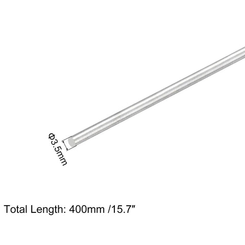 Beefy Pro Grade 304 Stainless Steel Round Rods 3.5mm X 400mm Solid Shaft Rods shown in close-up with measurements