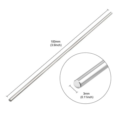 Stainless Steel Solid Rods Set 3mm Diameter 100mm Length 304 Grade Pack Of 20 Lathe Bar Stock For DIY Machining Rust Resistant Smooth Surface Crack Free Durable Metalworking Supplies