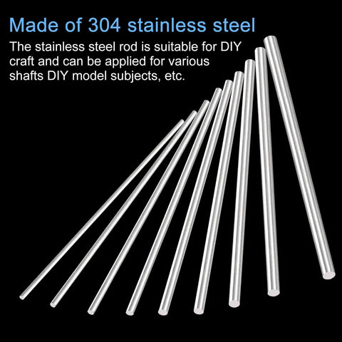 304 Stainless Steel Round Rods 3mm x 450mm Solid Shafts for DIY Model Cars Planes Helicopters Pack of 10 Silver Tone Craft Rods