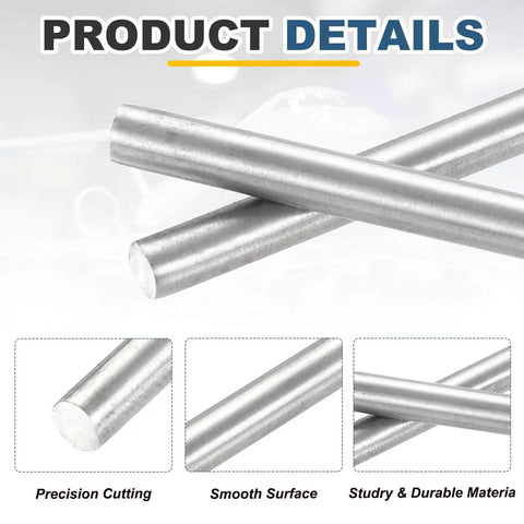 12 Pack 304 Stainless Steel Round Rods 5mm Diameter By 25mm Length For DIY Crafts And Modeling Projects Durable Solid Lathe Bar Stock Dope For Model Planes Ships Cars And Metalworking Projects