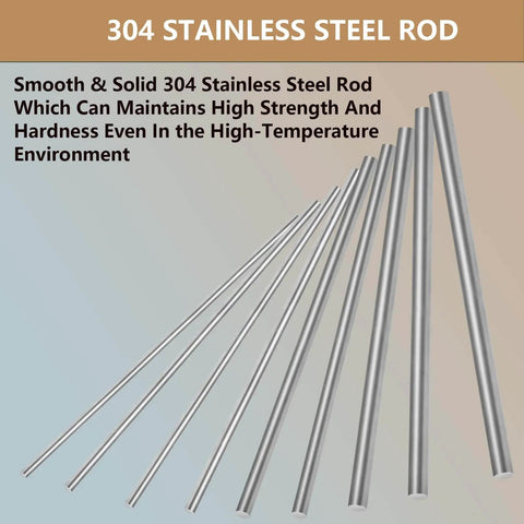 Solid Stainless Steel Rods 304, 1/16 Inch Diameter By 12 Inch Length, 10 Piece Pack displayed against a neutral background.
