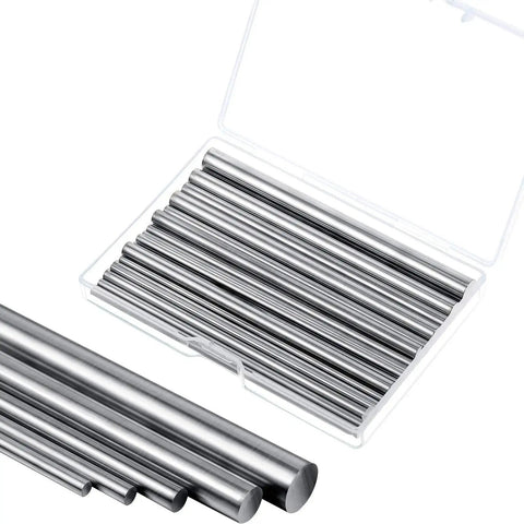 24 Pcs 304 Stainless Steel Round Rods Set With Assorted Diameters From 1.5 To 8 Millimeters And 100 Millimeters Length In Sturdy Plastic Storage Box