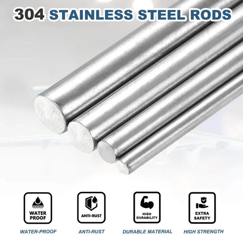 12 Pack 304 Stainless Steel Round Rods 5mm Diameter By 25mm Length For DIY Crafts And Modeling Projects Durable Solid Lathe Bar Stock